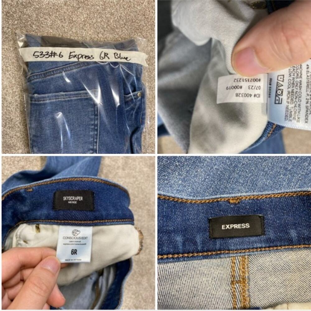 Distressed boho Indie Sleaze Express Skyscraper Mid Rise Bootcut Jeans womens 6R - Picture 5 of 11
